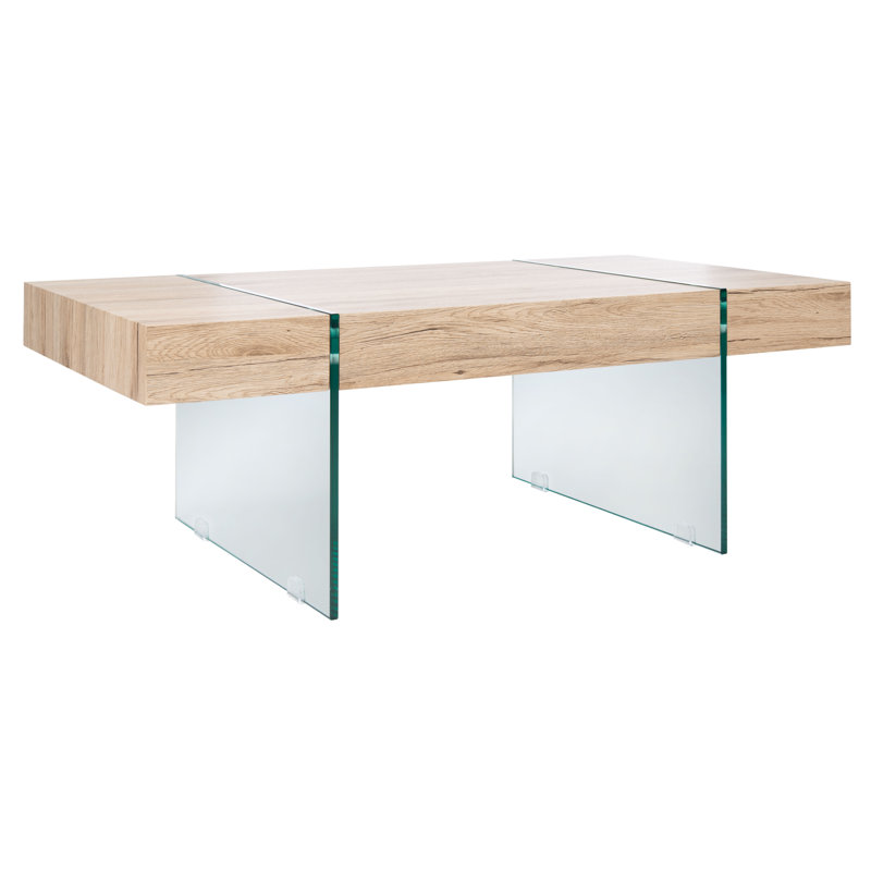 Modern Jacob Coffee Table – Artistic Statement Table with Transparent Glass Frame for Living Room, Natural