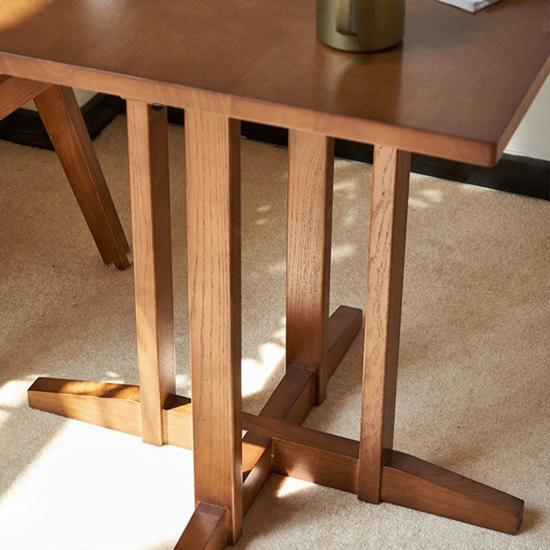 Nut-brown Rectangular Solid Wood Dining table