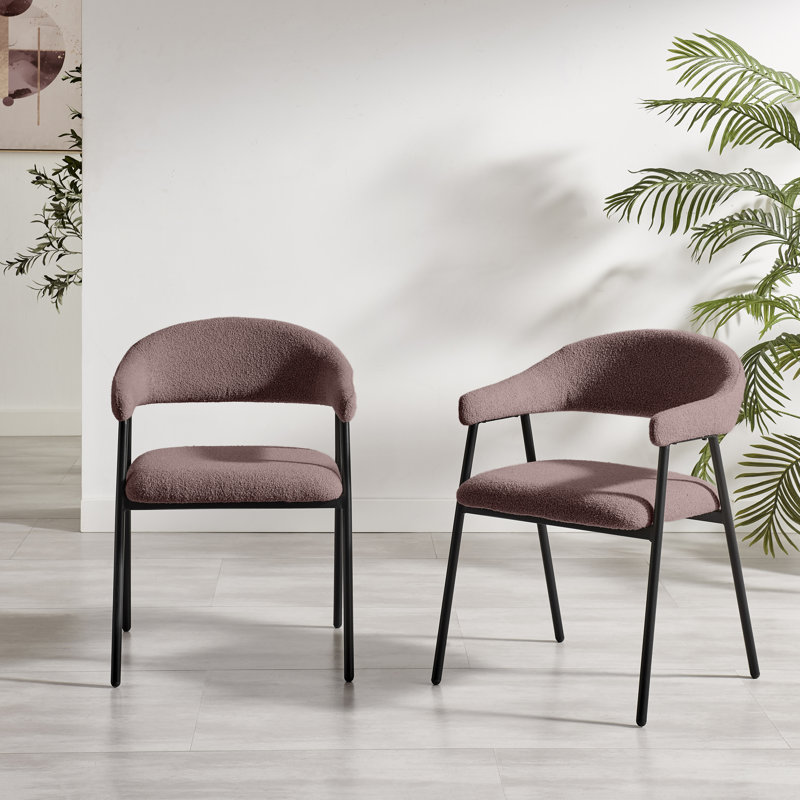 Belmira Luxury Dining Chairs - Curved Backrest Design, Pink Fabric