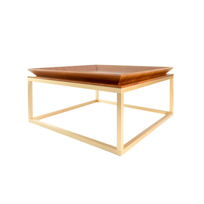 Table basse Le Frame, Laiton poli, Chêne