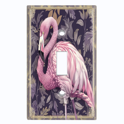 Couvercle de plaque d'interrupteur en métal; Bascule de taille standard US 2 - Flamant tropical