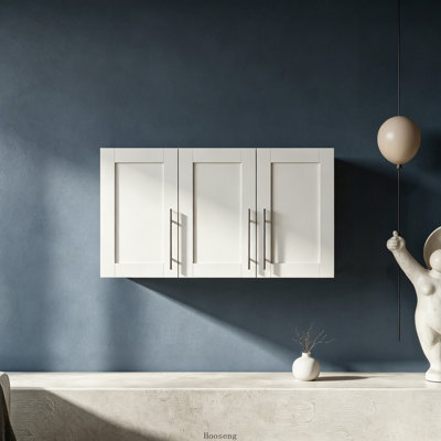 Armoire de rangement murale empilable blanche, 35,43 x 15,75 x 19,69 pouces