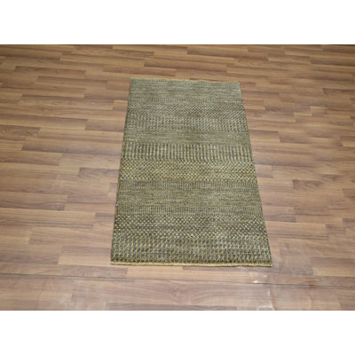 2'0" x 3'0" New Hand Knotted Brown Wool & Silk Rectangle Oriental Rug - MOA10276604