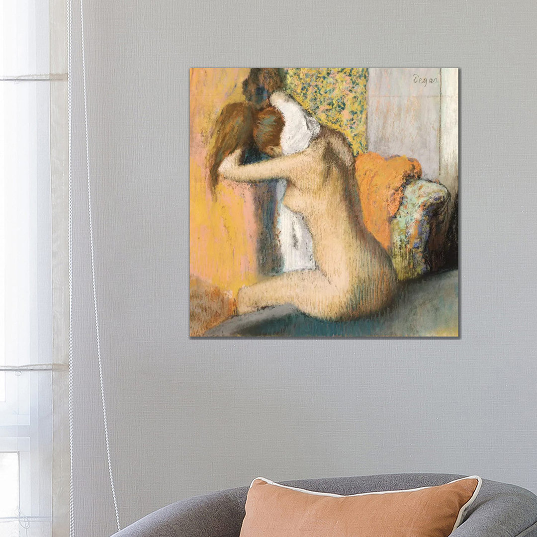 After The Bath by Edgar Degas - Wrapped Canvas Painting