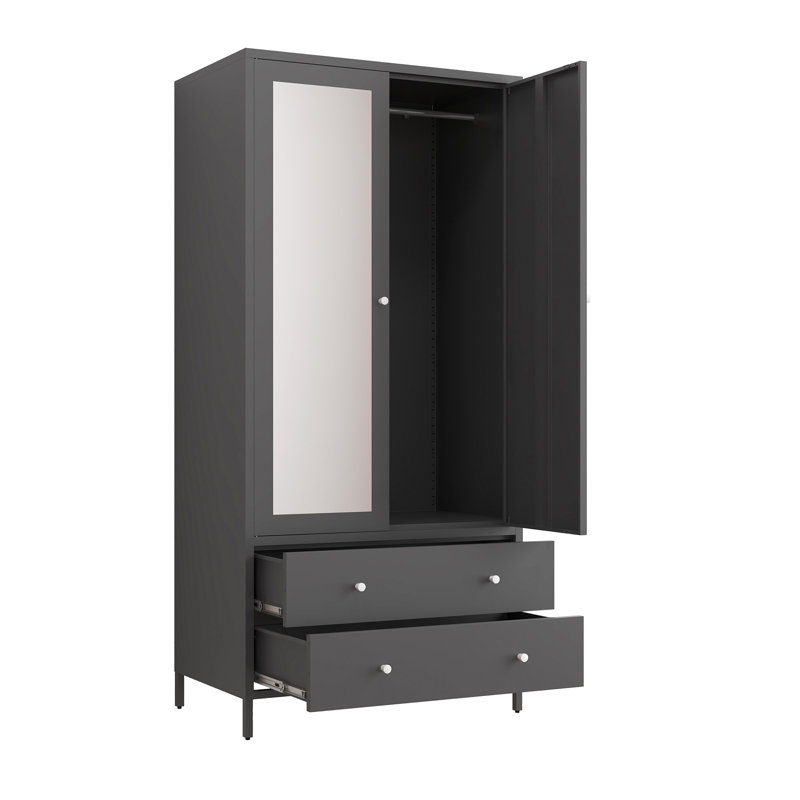 Versatile Metal Wardrobe With Multiple Storage Options For Organized Clothing