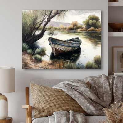 Bateau de pêche dans la rivière - Bateau, art mural
