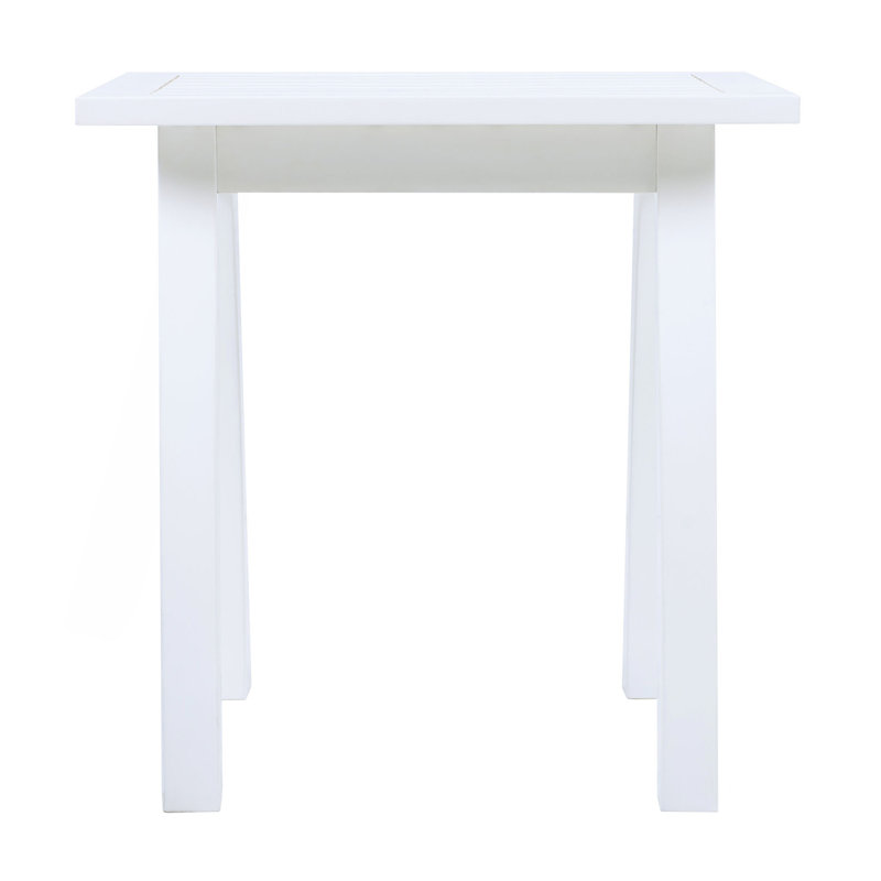 SELMA Acacia Wood Accent Side Table In White PU, Weather-Resistant Rectangular End Table For Patio, Garden, Lawn, And Living Room(White PU)