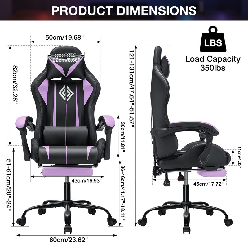 Fauteuil inclinable ergonomique Hoffree, Mauve / Noir