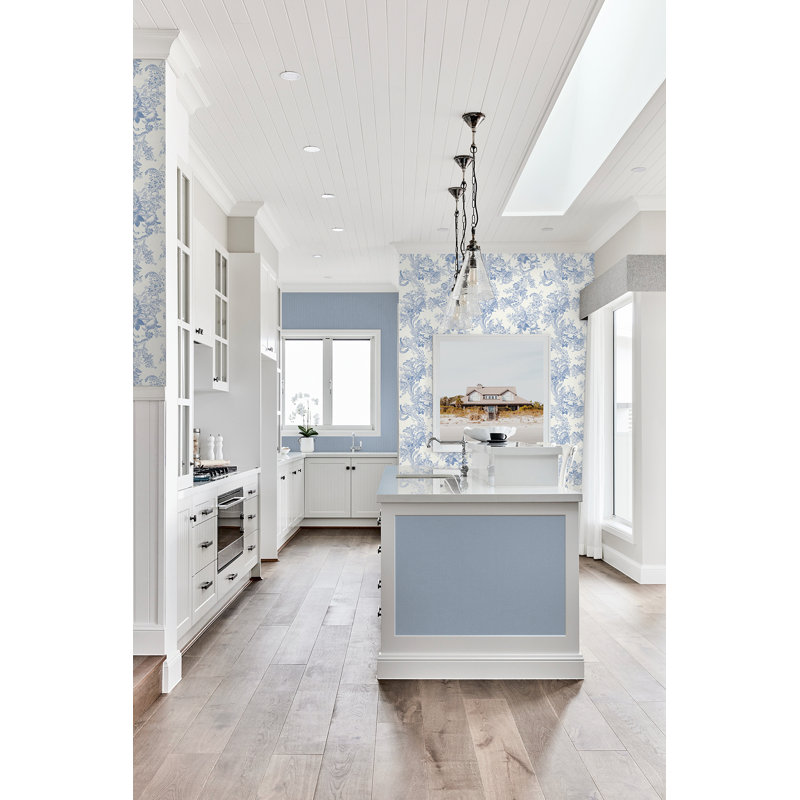 Rouleau de papier peint Alnwick, Carmel Blush Baroque 27 po x l 27 po, Bleu clair