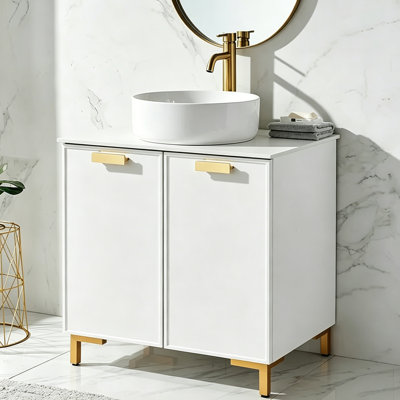 Govia 30" Matte White Free-standing Single Vessel Bathroom Vanity Set