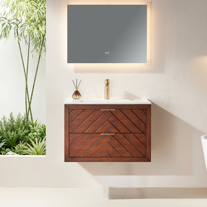 Meuble-lavabo mural simple et flottant 30 po avec comptoir en céramique pré-assemblé 30 po, 30"