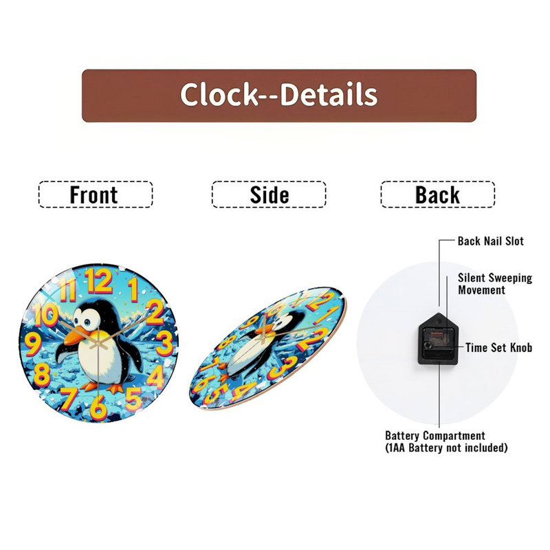 Horloge murale mignonne de pingouin
