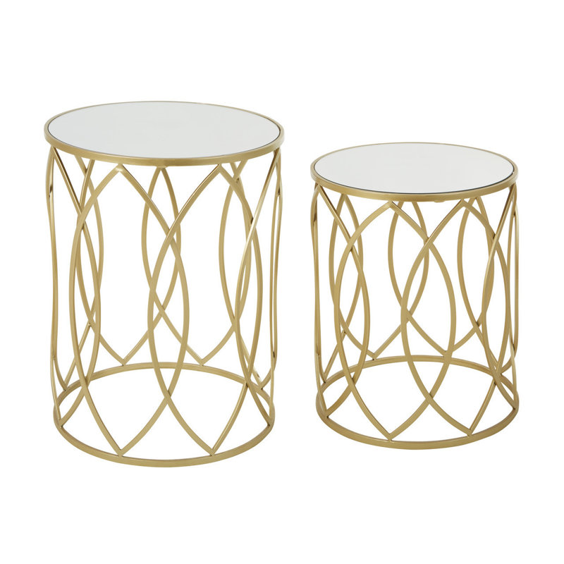 Ellensburg Glass Top Drum Nesting Tables