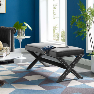 Rivet Upholstered Velvet Bench
