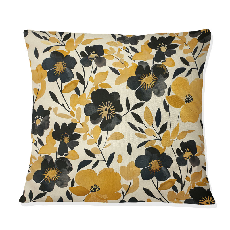 Delicate Floral Dream - Coussin décoratif floral, H 16 po x l 16 po, Rouge / Beige