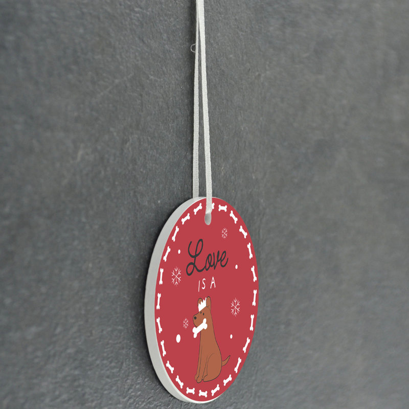 Santapaws Love Is A Dog Circle Shaped Ceramic Ornament