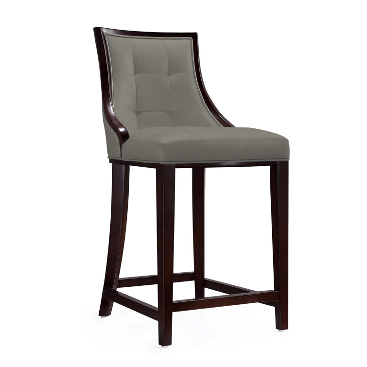 Upholstered Counter Stool with Solid Wood Frame