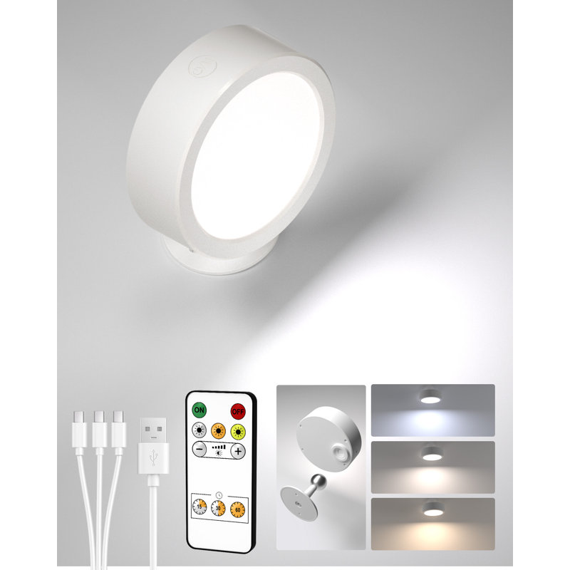 Paquet de 1 lumière murale à DEL sans fil avec télécommande, Blanc