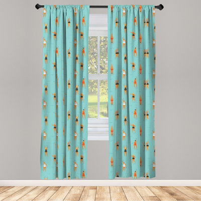 Pool Party Semi-Sheer Rod Pocket Curtain Panels
