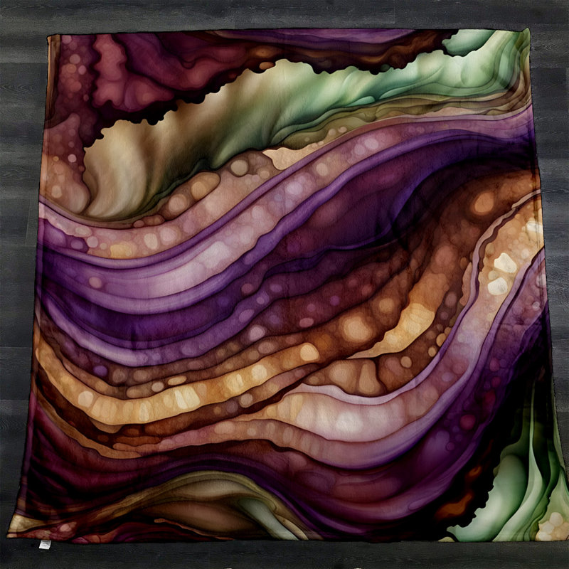 Throw Blanket, 51" W x 60" L, Abstract, Yellow/Black