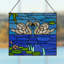 Panneau de vitrail 14 "H Swans romantique