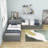 Twin Size L-Shaped Platform Bed with Trundle and Two Drawers-1041720809