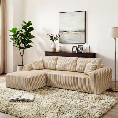 109"Cloud Modular Sectional Sofa Couch With L-Shape Chaise,Modern Minimalist Upholstered Couches For Living Room Bedroom,Deep Seat Corner Couch,No Assembly Required