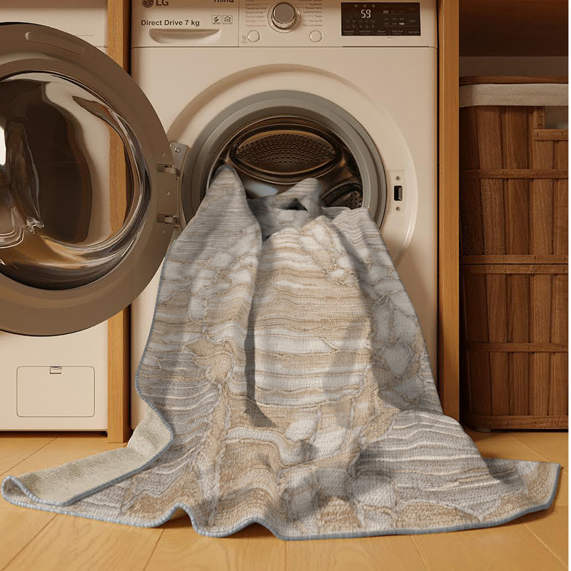 Tapis gris lavable à la machine, Rectangulaire 2 pi x 3 pi