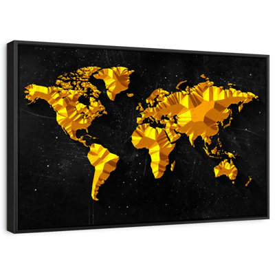 «Gold Abstract World Map Canvas Print»