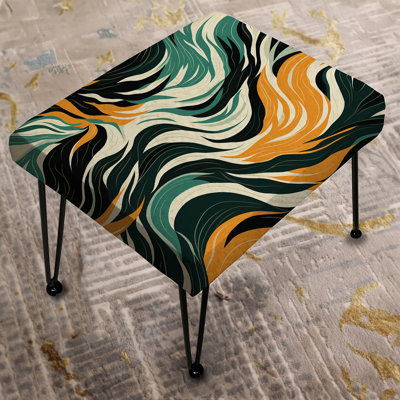 Jungle Majesty In Orange And Green I - Abstract Rectangle Ottoman