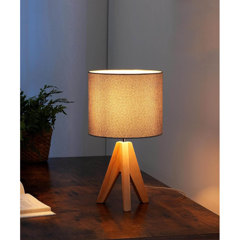 Wood Table Lamp, Natural, Grey