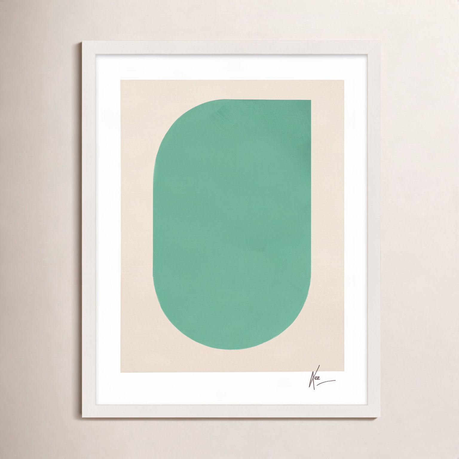 Keyhole "Keyhole 5" Painting by Lee Lessem, 50" H x 40" W x 1.25" D, White Framed