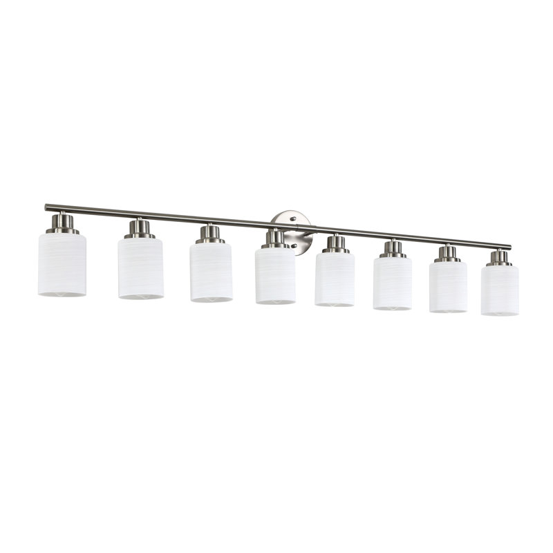 Applique murale moderne pour salle de bain 52 lumières 52 po, nickel brossé avec abat-jour en verre givré pour miroir de salle de bain, couloir, chambre à coucher - Luminaire de salle de bain à intensité variable