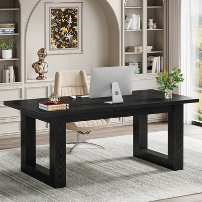 Bureau d'ordinateur de direction rectangulaire en bois 63 pouces