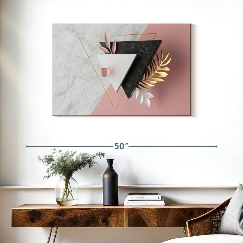 Harnek, feuilles et triangles, H 24 po x l 36 po