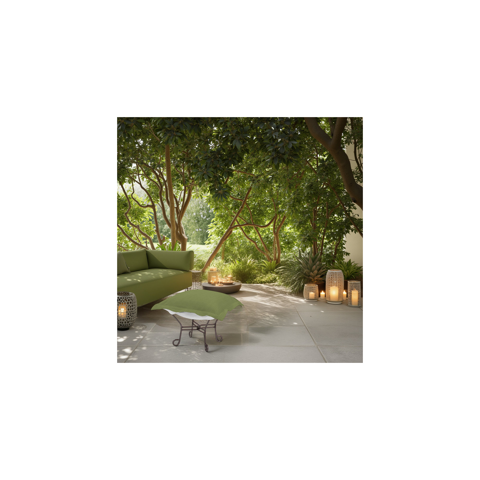 Olen Sunbrella Outdoor Ottoman Cushion, Seascape Moss Sunbrella® Canvas