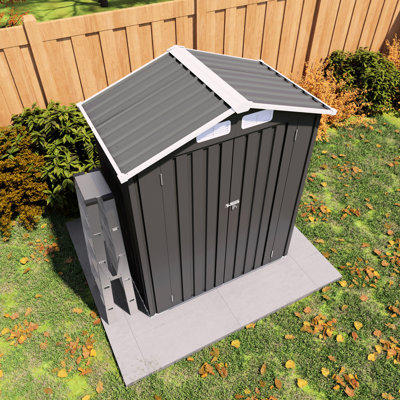 Gray 5x3 Ft Metal Outdoor Tool Shed With Waterproof Roof And Lockable Door, Good For Storing Sundries In Backyard Patio, Thoughtful Design Storage Gray, Peaked Roof, Secure, Suitable Multi - Scenario