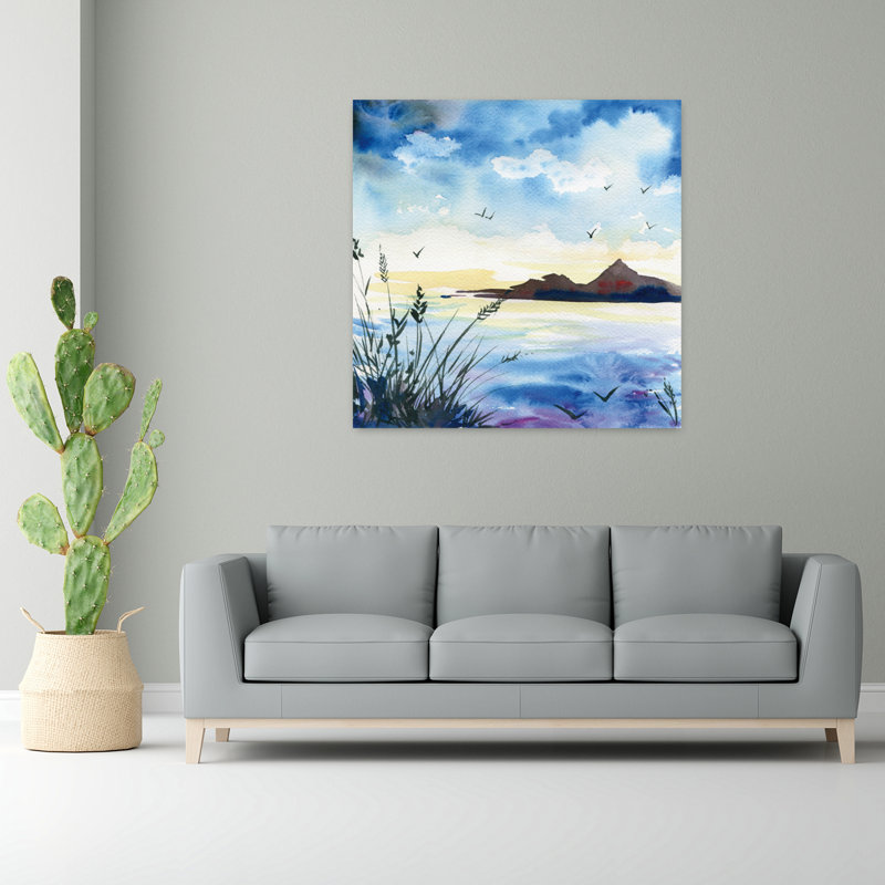 Crépuscule, art contemporain, H 48 po x l 48 po
