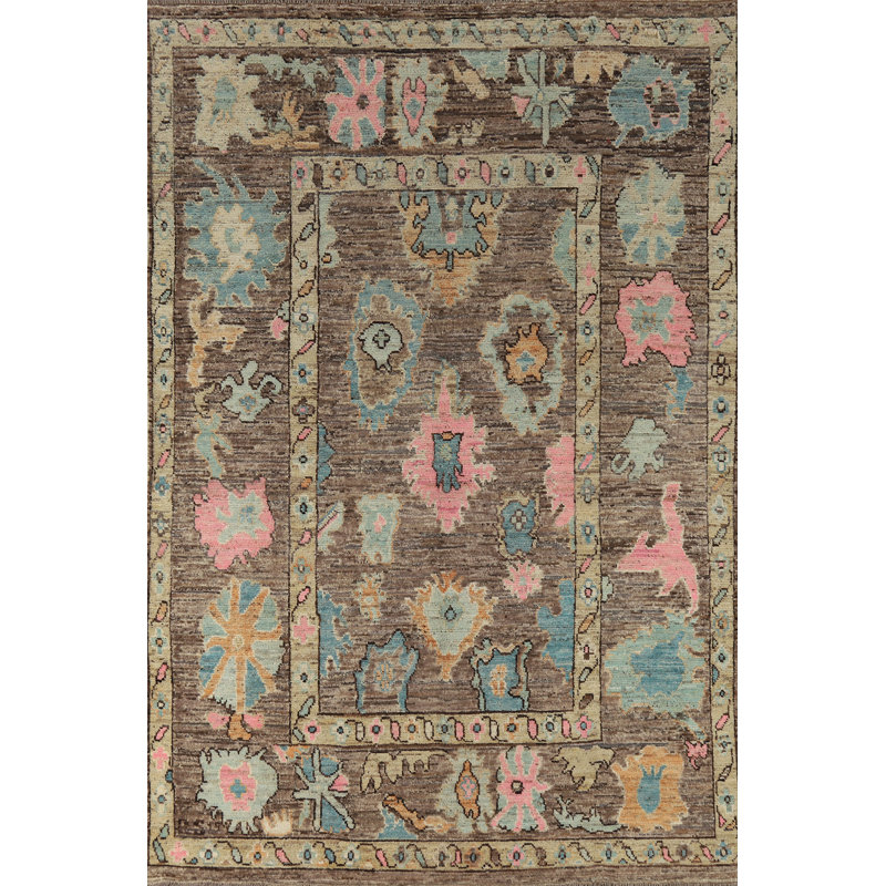 Tapis turc Oushak en laine de ton terreux 7 x 10