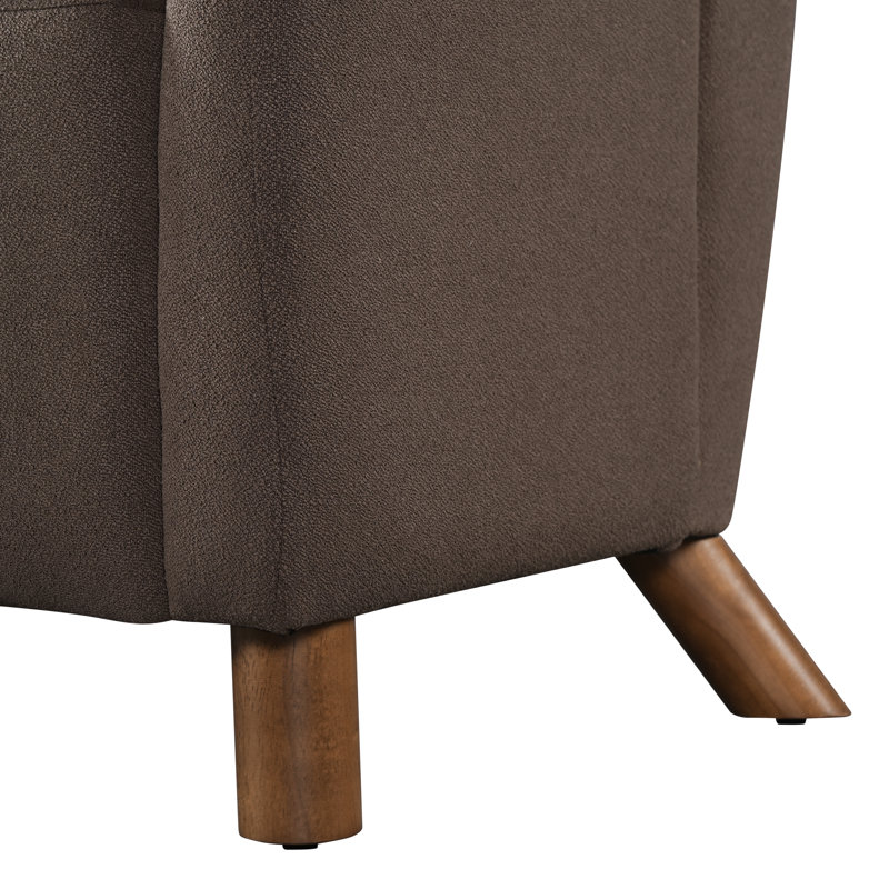 Haven Tufted Linen 3-Seater Sofa for Living Room with Solid Wood Legs, Brown