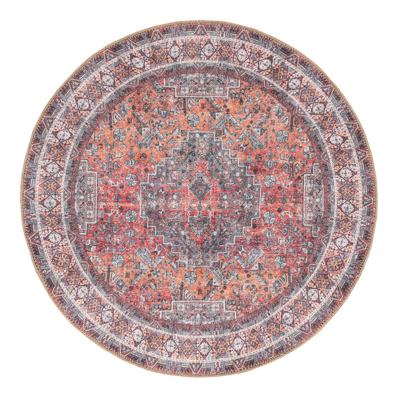 Bungalow Rose Sarah Timeless Rug, Rond 3 pi 6 po x 3 pi 6 po