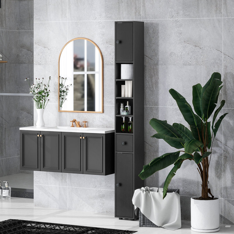 Freestanding Linen Cabinet, Black