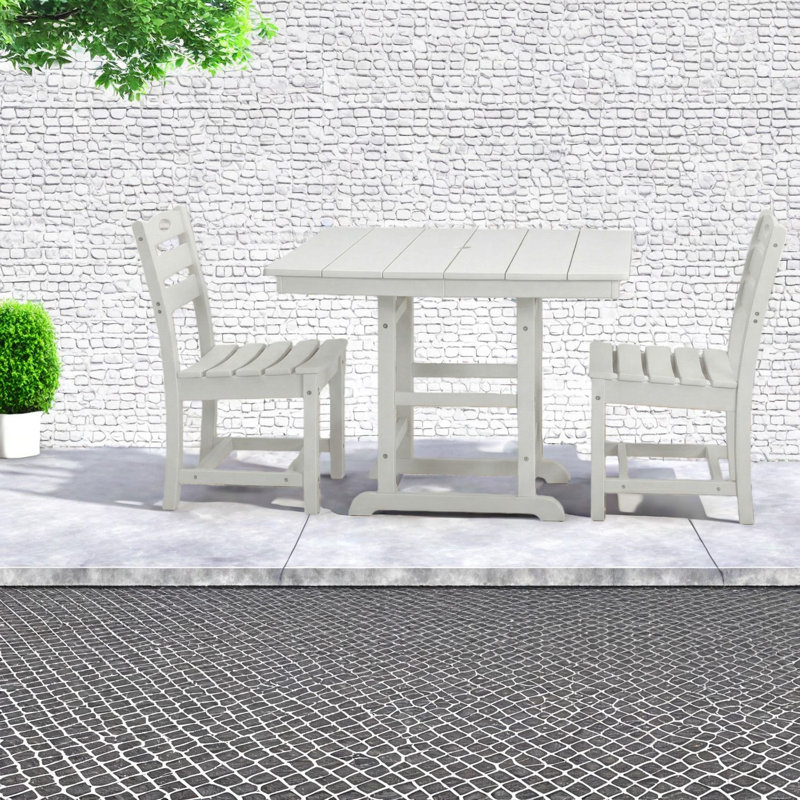 Compact Patio Dining Sets, Hdpe 3 Piece Modern Bistro For Balcony Porch