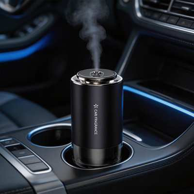 Automatic Car Fragrance Machine with 2 Essential Oil Refills, Ultra-Quiet 350mAh Rechargeable Diffuser, 4-6 Months Use, Ideal Gift for Car Enthusiasts