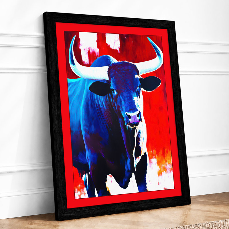 Bold Bull Portrait Modern - Print, A4 - 29.7 x 21.0 cm, Black