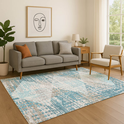 Premium Machine Washable Mayfield AMF2116 Geometric Rug