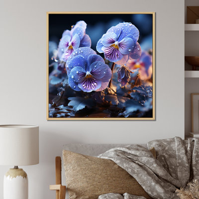 " Purple Pansies Illuminated By Moonlight "