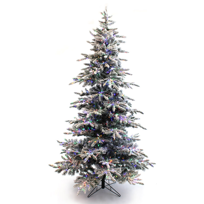 Arbre de noël artificiel pin vert mince pré-éclairé avec lumières multicolores, 6,5 pi