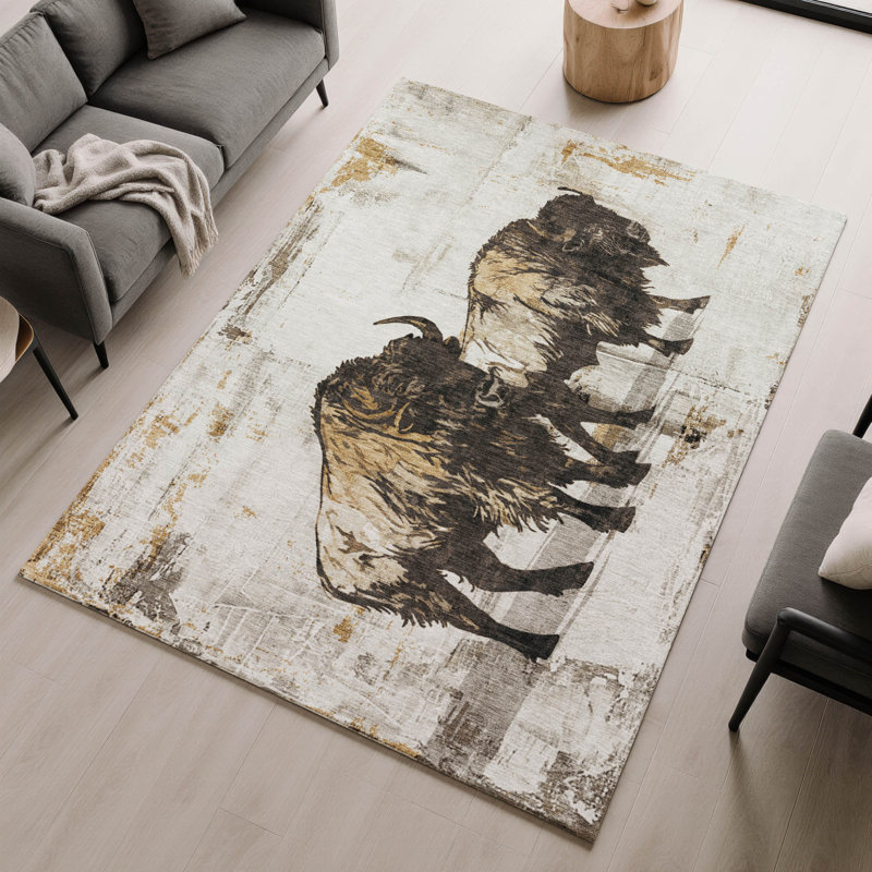 Premium Machine Washable Mayfield AMF2245 Animal Rug, 10' x 14', Putty
