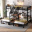 Lits peu encombrants avec rangement, lit simple en métal triple, maison moderne